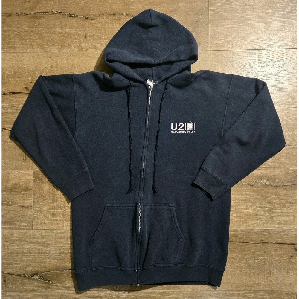 Rare VTG 2001 AAA U2 Elevation Tour Embroidered Band Hoodie Sweatshirt Size M